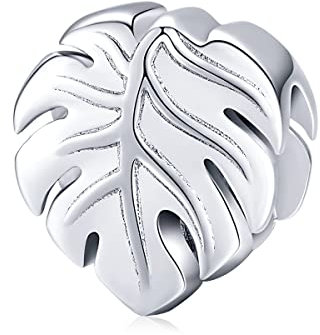 Metallanhänger aus 925er Sterlingsilber für Armband und Armreif, Pflanzenblatt, Monstera Deliciosa, beliebter Schmuck