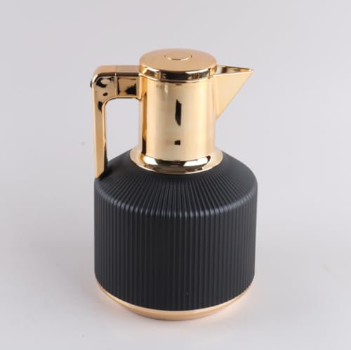 JMAHM 1L Coffee Carafe Tea Dispenser Thermal Coffee Insulated Jug Keep Drinks 12 Hours Hot/ 24 Hours Cold Double Walled Vacuum Jug with Press Button Top (Black)