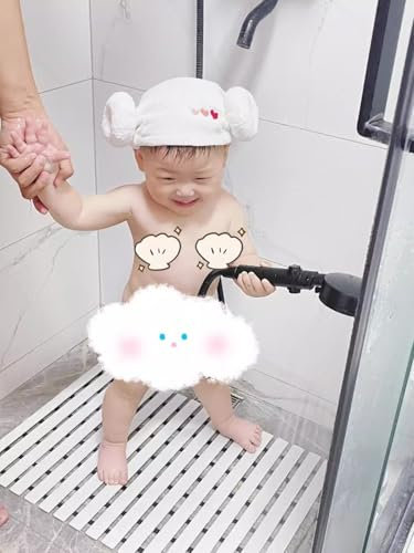 Alfombra Bañera Antideslizante Infantil, Alfombra de Ducha Seca Rapido, Tiras Antideslizantes en la Parte Inferior, Antimoho, PVC 43x61/61x90 cm(Gray,61x90cm)