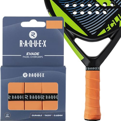 Raquex Evade Griffband für Padelschläger – Orange – 3er-Pack Griffband für Padelschläger, 0,65 mm dick – saugfähiger, leicht klebriger, Rutschfester Übergriff für Padel- oder Pickleball-Schläger