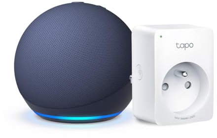 Echo Dot (5e génération) | Bleu marine + Tapo Matter Prise Connectée, Fonctionne avec Alexa - Kit de démarrage Maison connectée