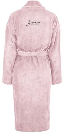your surprise Peignoir Femme personnalisé - Cadeau anniversaire femme, Peignoir Femme brodé avec nom ou Texte (Rose) (FR/ES, Alpha/lettres, L, TG, Taille normale, Taille normale, Standard, Rose)