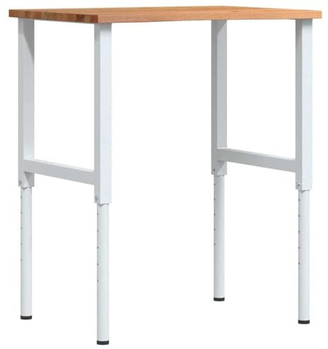 vidaXL Werkbank Hellbraun 80x60x(71,5-98) cm Massivholz Eiche, Arbeitstisch, Werkzeugbank, Werkbank Massivholz, Werktisch, Werkbank Holz