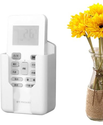 Vllold Soporte de pared para mandos a distancia – Caja de almacenamiento para mando a distancia, organizador de medios para mesita de noche, estantería, color blanco, 10 x 6 x 3 cm aprox