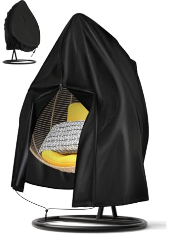 Egg Chair Covers 190x115cm, 420D Heavy Duty Single Hanging Egg Chair Cover with Drawstring Zipper, Waterproof Egg Swing Chair Covers Outdoor On Standing Egg Chair Cover