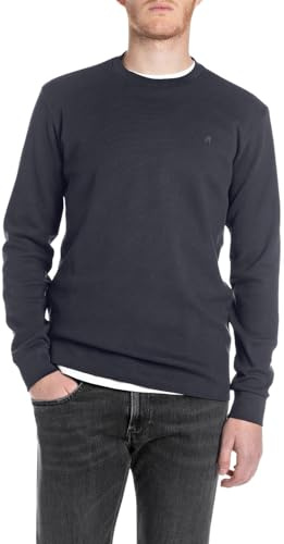 Replay Herren Langarmshirt aus Baumwolle, Night Blue 067 (Blau), XL