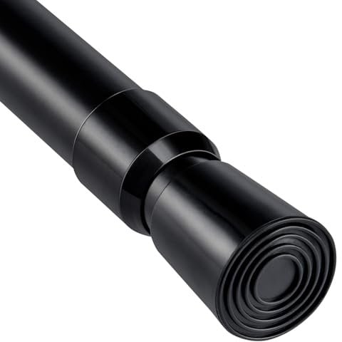 CROWNSHOP 103-190cm Shower Curtain Pole Extendable Curtain Poles, Tension Curtain Rod, Adjustable No-Drill Shower Rail, Telescopic Pole for Net and Voile (Black, 103-190cm)