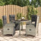 IKAYAA Rattan Essgruppe 4 Personen Gartenmöbel Essgruppe mit Verstellbare Hochlehner Stühlen Garten Sitzgruppe Grau Rattan Gartenmöbel Set mit Auflagen Sitzgarnitur mit 90 cm Tischlänge