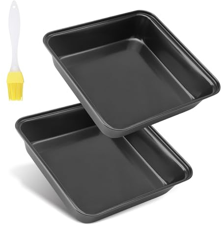 Set di 2 Pirottini Quadrati in Acciaio Inox con Rivestimento Antiaderente