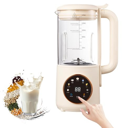 Milky Machine à lait végétale, 8 en 1, 1400 ml, avec démarrage retardé, autonettoyant, machine à lait végétal, centrifugeuse d'avoine