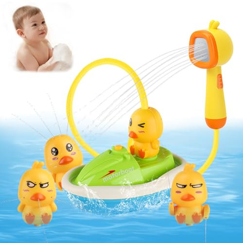 Elektrische Wasserstrahl Ente Badespielzeug -Sicheres Baby Dusche wassersprühspielzeug, DREI Arten von Sprühmodus Wasser Spielzeug, Baby Happy badewannenspielzeug, wasserdichte Batterie Box Design