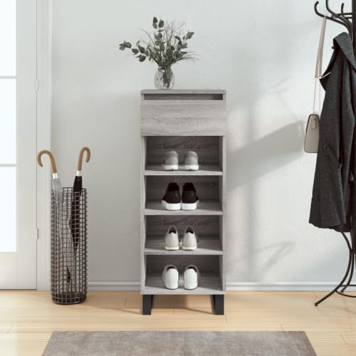 NQJIBUE Meuble à chaussures en bois Sonoma Gris 40 x 36 x 105 cm