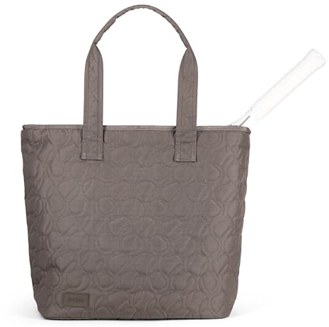 Ame und Lulu Tennisplatz-Tragetasche – gestepptes Nylon-Tennisball-Muster, passend für 2 Schläger, Wasserflaschentaschen, Stein-Tennisbälle