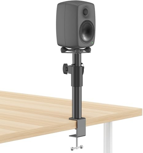 Height Adjustable Clamp-On Desktop Speaker Stands for Genelec G3/8030C/8330A Stand with Cable Management - Desktop Studio Monitor Stands for Genelec Studio Monitor Stand Up to 30Lbs to Elevate Sound