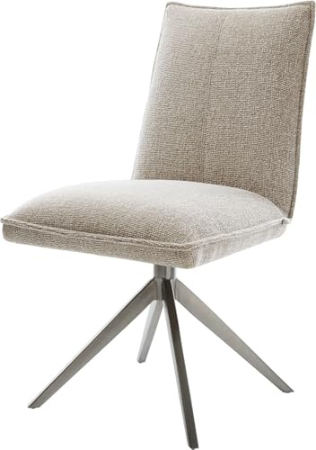 DELIFE Esszimmerstuhl Lelio-Flex Kreuzgestell breit Graphit Webstoff Soft Beige 360° drehbar Wippfunktion Taschenfederkern