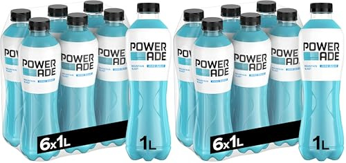 Powerade Sports Mountain Blast Zero - zuckerfreies, kalorienfreise, isotonisches Erfrischungsgetränk mit exotischem Fruchtgeschmack - Sport Drink in Einweg Flaschen (6 x 1000 ml) (Packung mit 2)