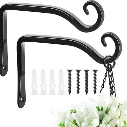 Genérico 2 Pack Soporte de Hierro Forjado Colgado Pared Ganchos Decorativos para Colgar Macetas Linternas Comederos Aves y Decoración Jardín