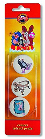 KOH-I-NOOR Hardtmuth Weicher Radiergummi, natürlich, kleiner Maulwurf, Krtek, Blisterpackung mit 3 Stück