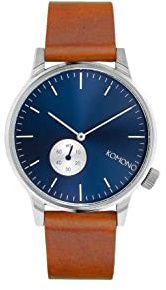 KOMONO Winston Subs Blue Cognac Japanische Analoge Quarzuhr für Herren mit Lederarmband