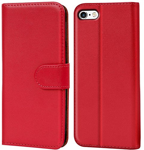 Verco custodia per Apple iPhone 6 Plus, Case per iPhone 6S Plus Cover PU Pelle Portafoglio Protettiva, Rosso