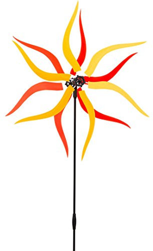 HQ Design Windspiration - Windmill, UV-beständige und wetterfeste Windspiel Deko für Garten, Terrasse und Balkon, Windrad inkl. Standstab (Sunbeam)