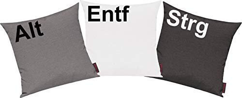 Shirtinstyle Kissenhüllen Set 3 Stück für Auserwählte! Sofakissen Motiv ALT, STRG und ENTF, Farbe grau