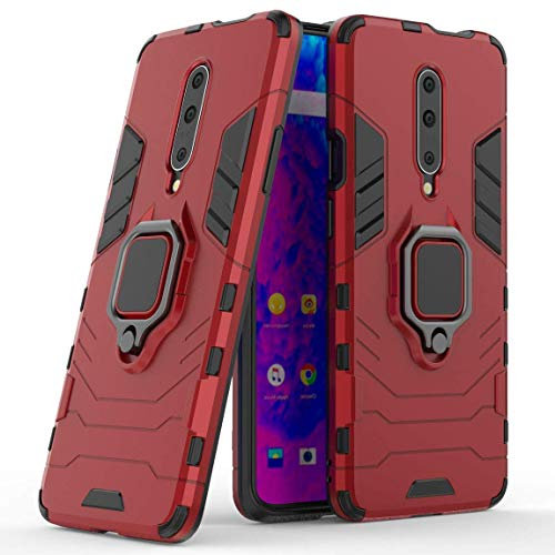 Kompatibel mit 1+7 Pro, 1+7T Pro Hülle, Ring Ständer Magnetischer Handyhalter Auto Caseme Schutzhülle Case für OnePlus 7 Pro, OnePlus 7T Pro (Rot)