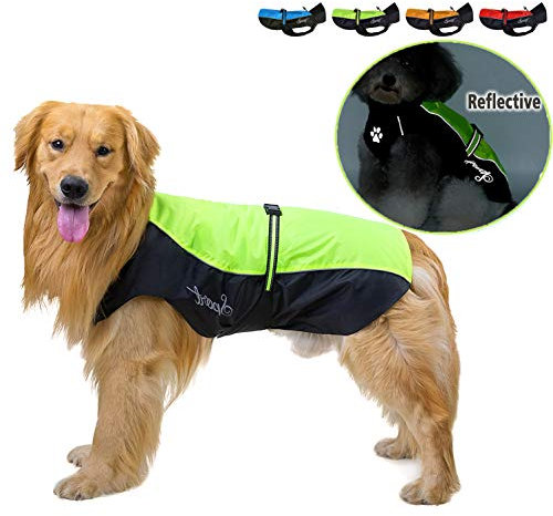 Ranphy Hunderegenmantel Wasserdicht für Mittlere und Große Hunde Reflektierend Regenhülle Atmungsaktive mit Bauchschutz Dackel Labrador Hundejacke Ultraleichte Sicheren Hundebekleidung Grün 6XL