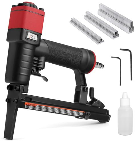 3PLUS H7116LSP-KT Agrafeuse pneumatique pour tapisserie d'ameublement avec bec long, kit d'agrafeuse à air, avec 6000 agrafes, 1/4 à 5/8