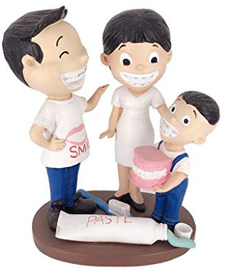 Handgemalte Zähne Skulptur Figur - Geschenk für Zahnarzthelfer - Happy Family of Teeth Crafts - Kreative Personalized Dental Clinic Ornament Hauptdekoration