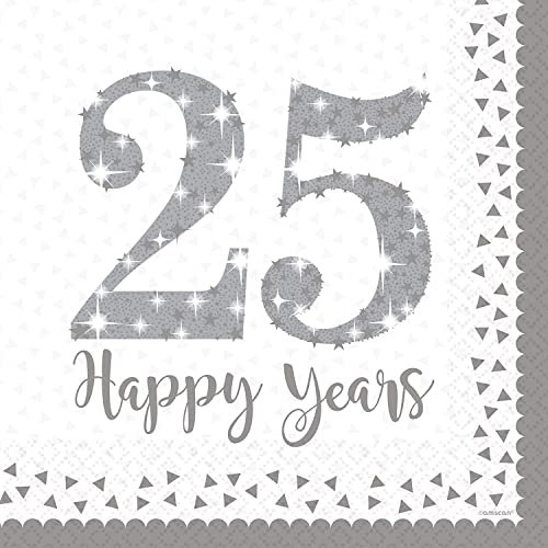 16er Set Servietten Silberhochzeit Party Servietten Deko Jubiläum 25 Jahre Servietten Silberhochzeit