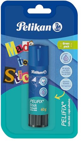 Pelikan Pelifix, Colla Stick Maxi 40g, Colla Trasparente, Senza Solventi, Lavabile, Sicura per i Bambini, per la Scuola, Lavoretti, Carta Cartoncino e Fotografie, Confezione da 1 Pezzo