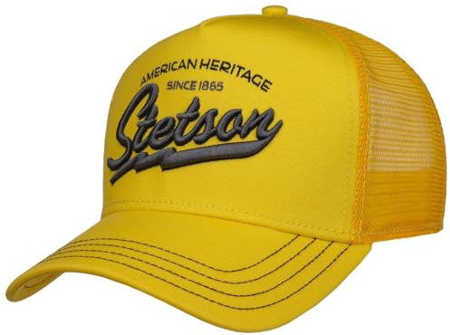 Stetson Since 1865 Trucker Cap One Size Herren - Schirm & Front aus 100% Baumwolle - Größenverstellbar - Meshcap mit Netzeinsatz - Schirmlänge 7 cm - Sommer/Winter gelb One Size