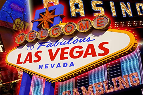 LAS VEGAS Fototapete VLIES-500x280 cm (080A)-Vintage Route 66 Retro Oldtimer Straßenshilder Wandtapete-Inkl. Kleister-Vliestapete Bild Dekoration Wand-Dekor Moderne Motiv-Tapete Panorama Poster XXL