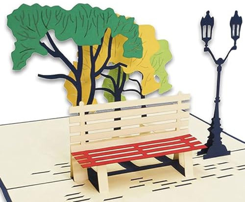 LINPOPUP® Pop - Up Karte 3d Klapp-karte mit Parkbank, Laterne Baum - Grußkarte zur Hochzeit Verlobung - Hochzeits-Glückwunsch - Hochzeits-Einladung, N257