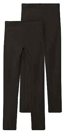 NAME IT Mädchen Nkfvivian 2p L Noos Leggings, Black/Pack:Packed with Black, 122/128