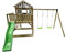 MASGAMES | Lollipop Kinder Laufstall mit Schaukel | Hochbeet mit Rutsche | Leiter-Einstieg | Kletterwand Klettergerüst | Behandeltes Holz für den Außenbereich | Zweisitzer | (XL)