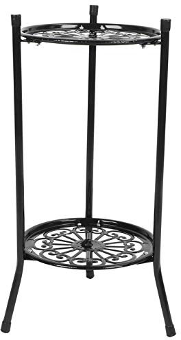 Soporte para Maceta de Metal de 2 Niveles, Soporte para Maceta, Soporte Alto para Plantas, Decoración del Hogar, Accesorios de Jardín para Flores de Plantas de Jardín(negro)