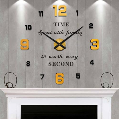 Vangold Moderne Mute DIY große Wanduhr 3D Aufkleber Home Office Decor Geschenk