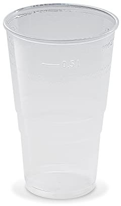 LogiPack GeRo Plastikbecher – Trinkbecher mit Eichstrich 0,5l | Einwegbecher aus Hartplastik (PP), transparent | Bierbecher & Partybecher – Kunststoffbecher, 1600 Stück