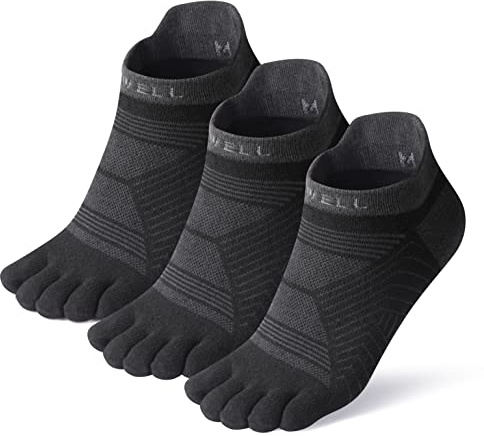 VWELL Toe Socks for Men/Women, COOLMAX Five Finger Socks, High Performance Athletic Toe Socks No Show (3Pairs)