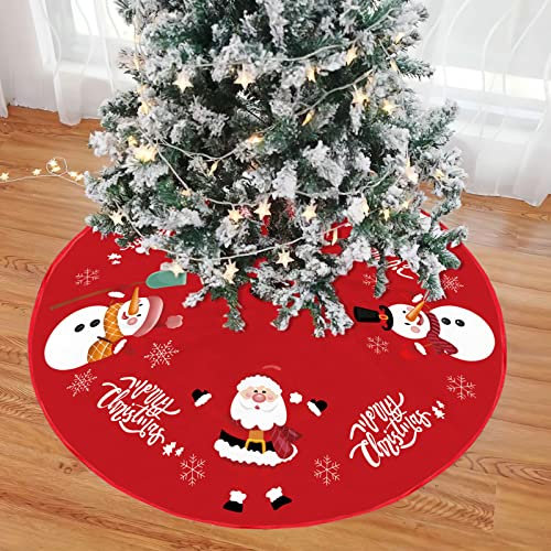 Mateju Weihnachtsbaum Rock Weihnachtsbaumdecke Rund Decke Groß Christbaumdecke Christbaumständer Teppich Baumdecke Weihnachtsbaum Deko für Weihnachten Neujahr Party (36inch,rot)