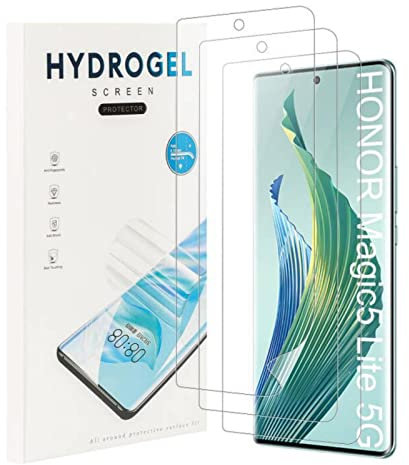 MEMELOKA 3 Piezas Protector de Pantalla HONOR Magic 5 Lite 5G, TPU Película de Hidrogel Flexible con Marco de Instalación, 3D Cobertura Completa, Alta Definición, Alta Sensibilidad