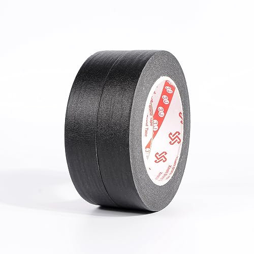 TopHomer Kreppband Malerkrepp 50 m*25 mm Farbiges Abdeckband Abklebeband Klebeband Dekobänder für Kunst, Handwerk, Malerarbeiten, Renovieren und Dekoration [Schwarz 2 Stück]