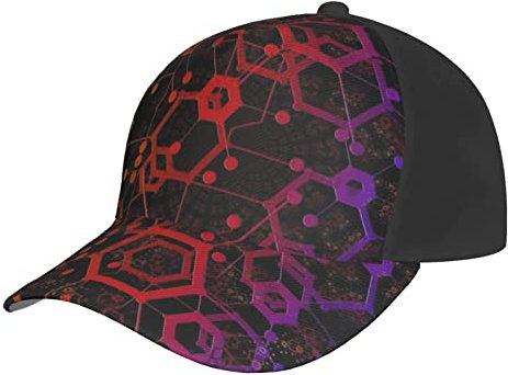 LOUJIN Hexagon Geometrie Baseballmütze für Männer Frauen Hip Hop Caps Schwarz Snapback Hüte Papa Trucker Cap Hexagon Geometrie, #08, M/Einheitsgröße