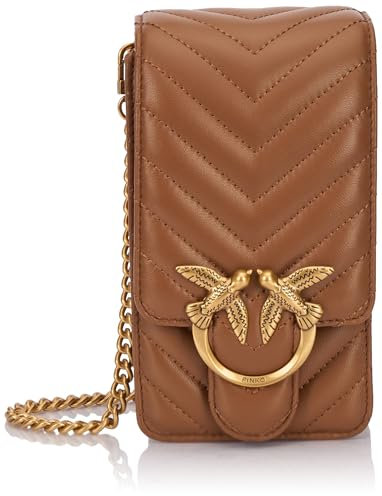 Pinko Damen Love One Smart Sheep Quaste Chevron Reisezubehör-Brustbeutel, L17q_braun-Leone-Antique Gold