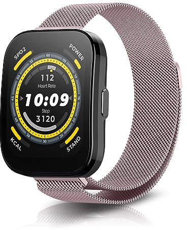 NicMool 22MM Correa para Amazfit Bip 5 / Amazfit Cheetah/Amazfit Cheetah Pro/GTR 4, Inoxidable Mesh Metal Magnética Pulsera para Amazfit GTR 3 Pro/GTR 3 / GTR 2 eSIM/GTR 2e - Rosa