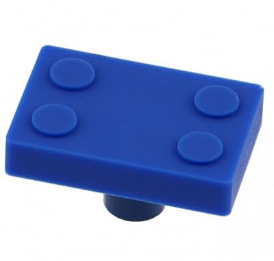 Gedotec Kinder-Möbelgriffe aus Gummi | Baustein - Blau | 1 Stück - Kindergriff-Möbel | KID | Schubladen-Knopf elastisch - speichelfestem Gummi | Möbelknopf - Kinderzimmer | inkl. Befestigungsmaterial