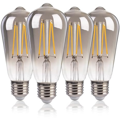 FLSNT E27 LED Warmweiss, ST58 LED Filament Edison Glühbirne E27 Vintage, 4W(Ersetzt 25W), 1800K Warmweiß, 100LM Deko Glühbirne, 4 Stück
