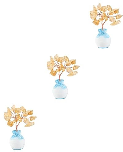 HOMSFOU 3 STK Glücksbaum Bonsai-geldbaum 7-Chakra-Baum des Lebens Geldanlage Feng-Shui-Baum Baum des Lebens Ornament Glück Baumschmuck Chakra-Bonsai-Baum Büro Schreibtisch Plastik China
